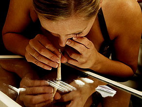 Girl snorting cocaine
