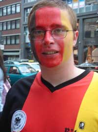 A german supporter with serious face paint!