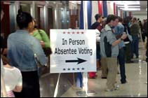 Voters waiting to cast advance ballots