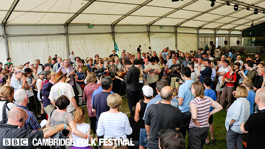 Despite the gig being hours before the day officially begins, plenty of fans had turned out to catch a glimpse of the Bellowhead frontman.