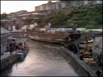 SS Great Britain edges into her original dock