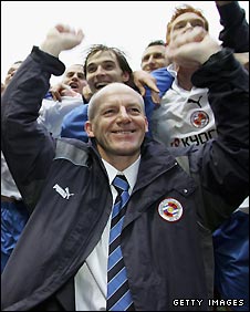Steve Coppell celebrates Reading's promotion to the Premier League in 2006