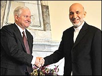 حامد کرزئی امریکی وزیرِ دفاع رابرٹ گیٹس