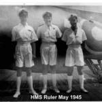 From left Norman Grant (pilot),Jim xx (gunner, Tony Inman (observer) shortly before accident