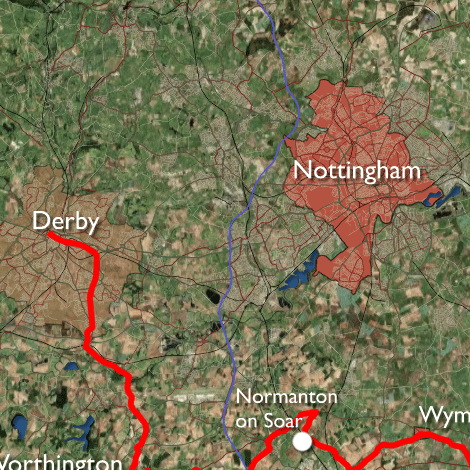 Route between Derby and Attenborough Nature Centre