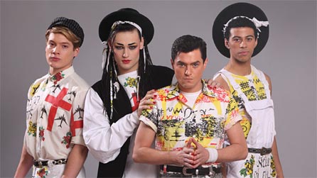 Jonny Burt, Douglas Booth, Mathew Horne and Dean Fagan star as the members of Culture Club in Worried About The Boy