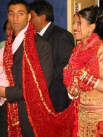 Bride's hand decorated with henna