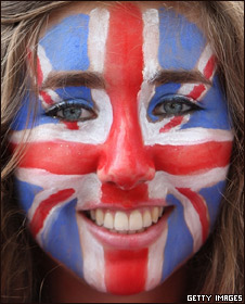 Girl with her union jack face paint