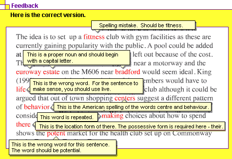 Paragraph of text with various spelling and grammatical mistakes.