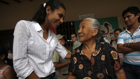 Jessica Jordan during her campaign as governor for Beni, last April
