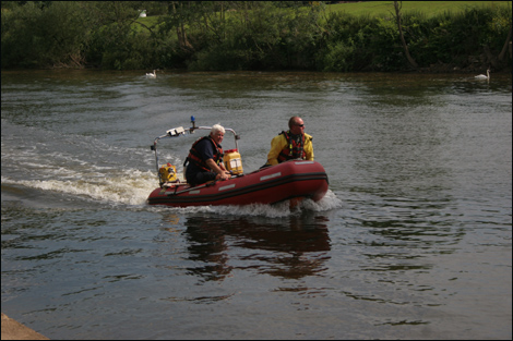 Searching the River Severn in Worcester for the teenager, Tony Ballard