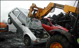 Car being scrapped