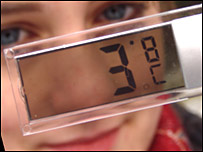 Schoolgirl with thermometer
