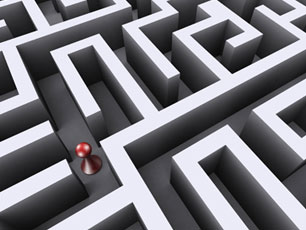 Pawn in a stylised maze