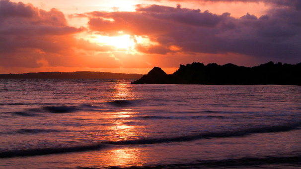 A lovely sunset in red and purple colours.