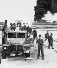 British troops moving through Port Said