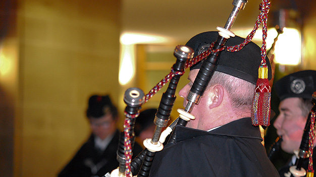 The pipe band were performing at the official launch of the 2012 Celtic Connections Festival.