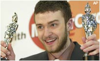 Justin Timberlake with his awards