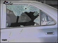 حملہ کے بعد گاڑی کا منظر