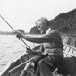 Joan's grandfather James fishing on Lough Erne