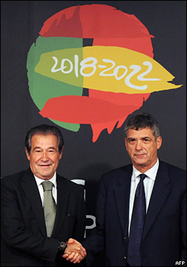 Fernando Madail y Ángel María Villar, presidentes de las federaciones portuguesa y española de fútbol 
