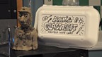 Joe's gift to Adam - a strikingly accurate Buxton clay sculpture
