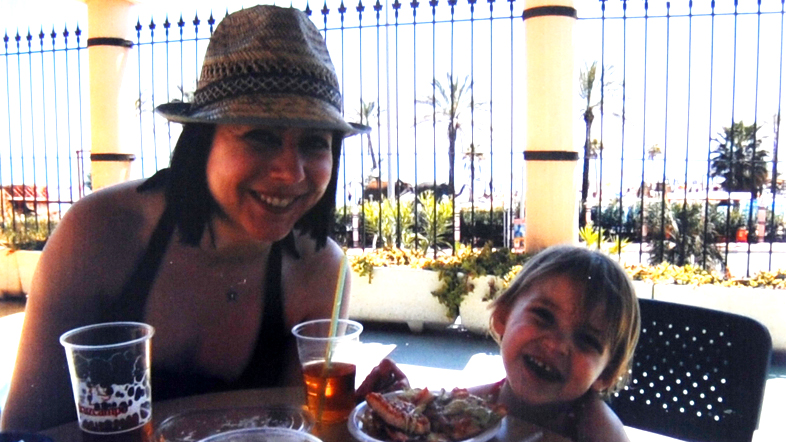 Producer, Mandi, with her daughter, in Spain
