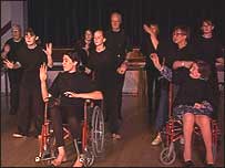 The performance at the town hall.