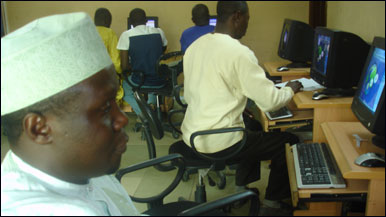 Nigerians in an internet cafe