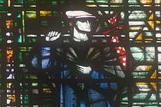 Stained glass panel in St Michael Paternoster Royal