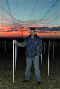 Artist Richard Box with his 'Field' art installation