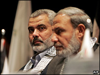 اسماعیل هنیه(چپ) و محمود زهار