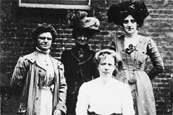 Image: Mary Macarthur sits with other female chainmakers - (c) TUC Library Collections