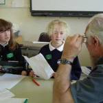 Carly, Heidi and Jodi and interviewing Morris about his wartime memories