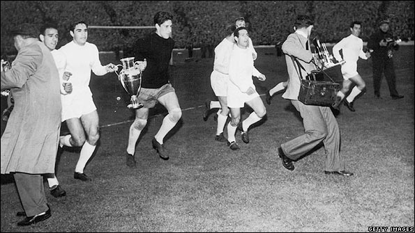 Real Madrid parade the European Cup