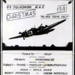Christmas Menu 1941 presented by the family of Ron Derrick, Engineer, 55Bomber Squadron.