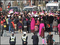 Protesters led by Tibetan Budhist monks