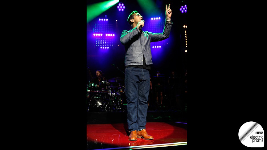 Robbie Williams performs at BBC Electric Proms 2009