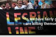 Image of women with lesbian banner 