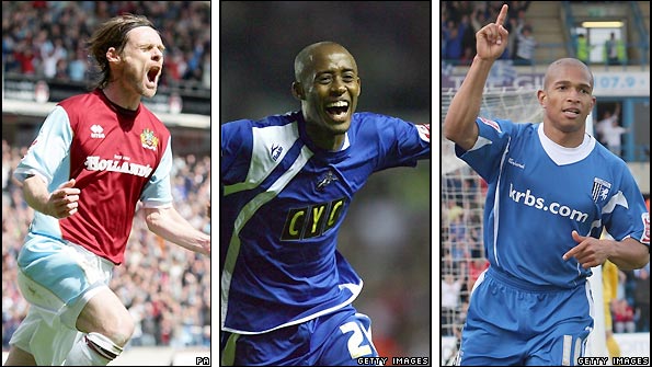 Burnley's Graham Alexander, Millwall's Djimi Abdou and Gillingham's Simeon Jackson