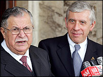 جیک سٹرا اور عراق کے صدر جلال طلبانی