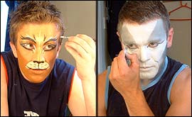 Picture: Stuart Ramsay (left) and Matt Cutts prepare their make-up for Cats