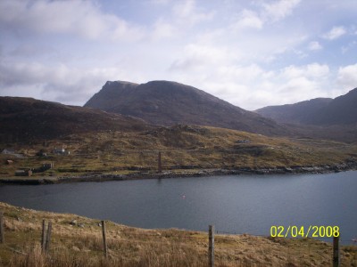 Whaling station with Ard Asaig hills in background