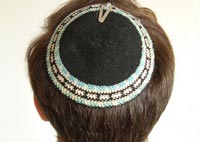 A man wearing a yarmulke