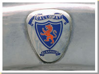 A badge from the Galloway motor company. 