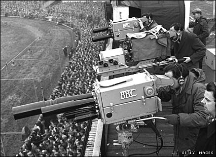 BBC cameras at England v Wales, 1955
