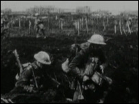 Soldiers making their way throught the mud