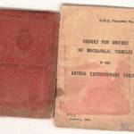 Ernie's driving license and papers which were with him at Dunkirk. The stain made by his driving license while soaked in the waters off Dunkirk is clearly visible