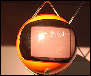 round orange TV @ Experience TV in Bradford