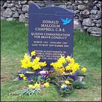 The headstone on Donald Campbell's grave